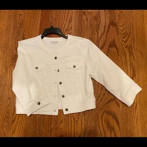 Cropped White Denim Jacket